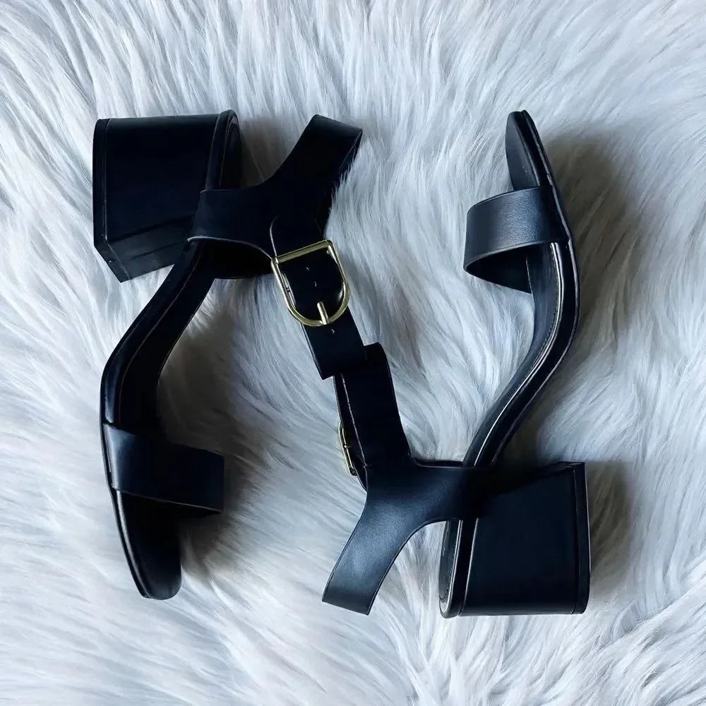 Qupid Katen - 46 Buckle Chunky Heels Black Size 7.5 - Picture 2 of 6